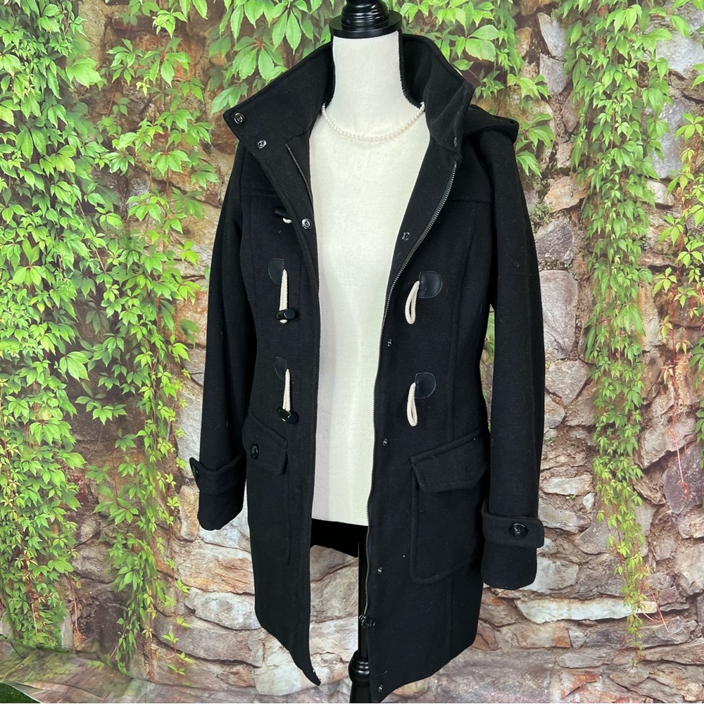 NWT ESPRIT Black Toggle Heritage Style and Zip Closure Wool Blend Pea Coat, 8 - Picture 3 of 14